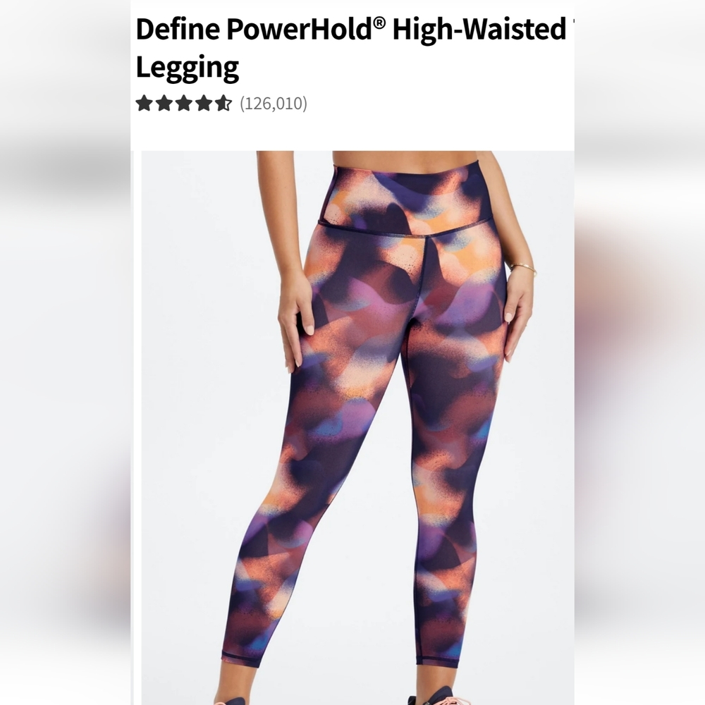 Fabletics High Waisted Define Powerhold 7/8 legging, size Large